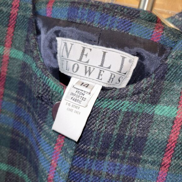 Nell Flowers Two piece Wool Blend skirt Set 14 Vintage Women Lined Plaid - Picture 3 of 16